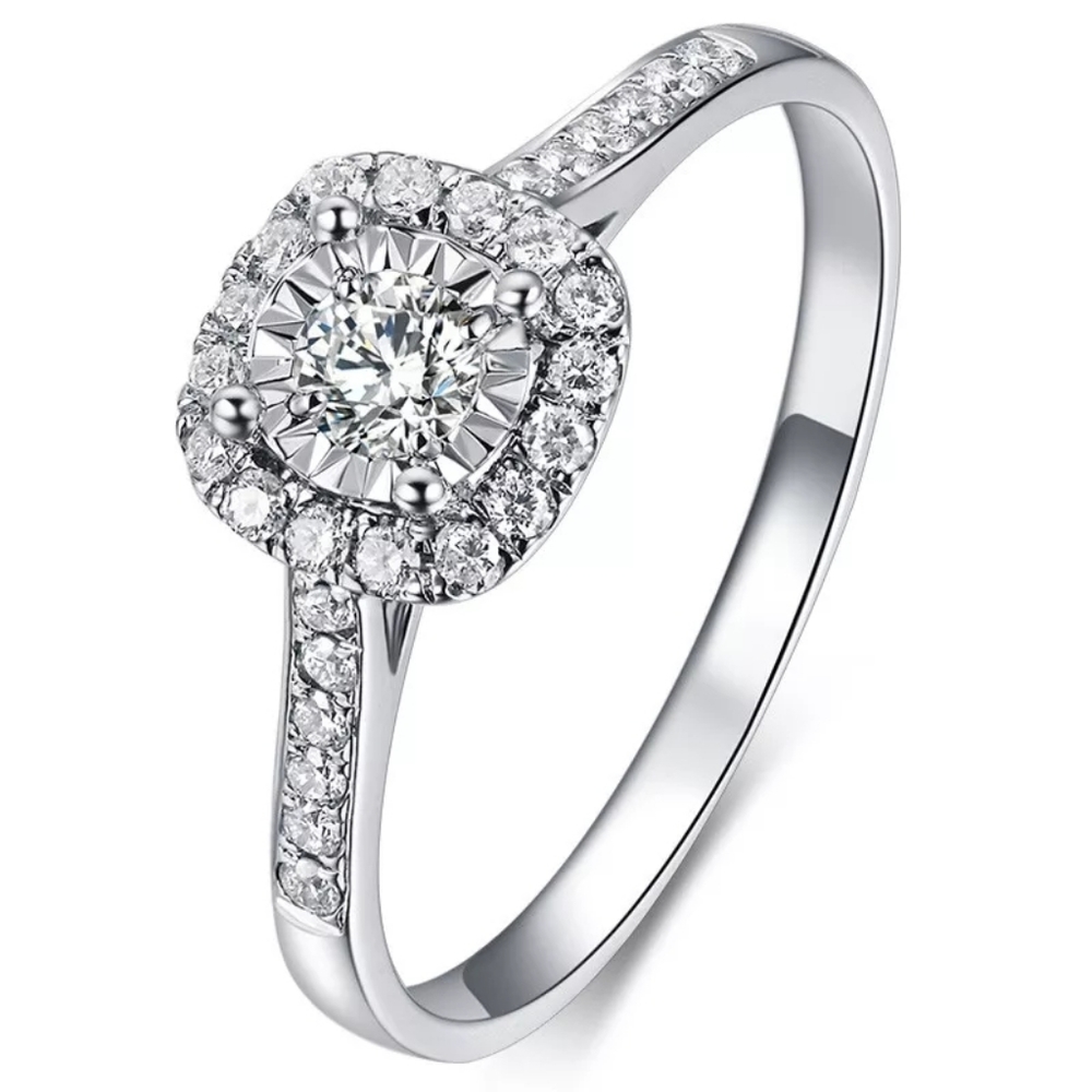 NEW 925 Silver Diamond Halo Engagement Ring - Picture 4 of 4